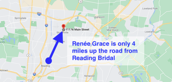 Map from Reading Bridal District to Renee Grace